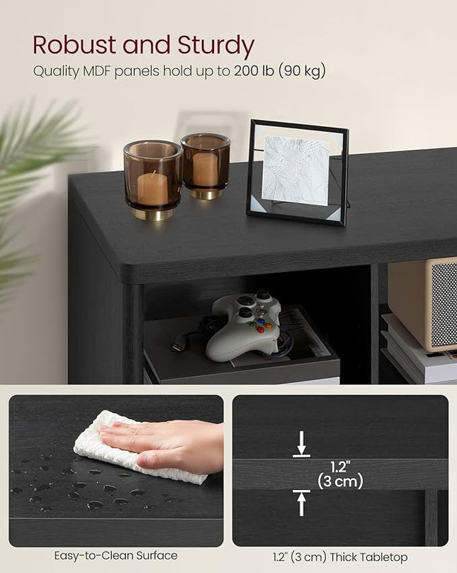 VASAGLE TV Stand for TVs up to 75 Inches, Entertainment Center with Storage Shelves, TV Console Table, Easy to Assemble, TV Cabinet for Living Room, Bedroom, Ash Black ULTV112B01 - LeafyLoom