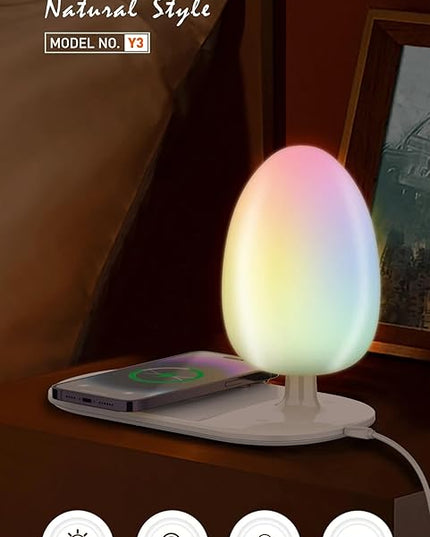 LDNIO Bedside Lamp with Wireless Charger, Desktop lamp with Wireless Fast Charger LED Desk Lamp with Dimable Touch Control Night Light with Wireless Charger Perfect for Gift, White - LeafyLoom