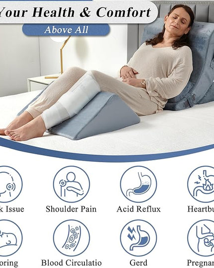 Axelrod Orthopedic Bed Wedge Pillow Set, Post Surgery Foam for Back, Neck and Leg Pain Relief Comfortable & Adjustable Ortho Pillows- Anti Snoring, Heartburn, Acid Reflux & GERD Sleeping Navy - LeafyLoom