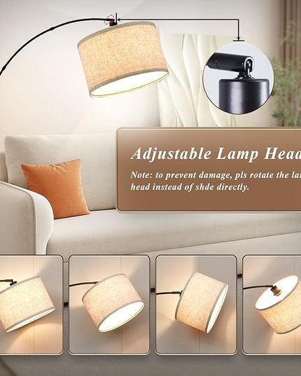 Luvkczc Arc Floor Lamps for Living Room, Tall Reading Lamps with Dimmable Switch, Modern Floor Lamp with Adjustable Hanging Shade for Bedroom, 8W LED Bulb Include - LeafyLoom