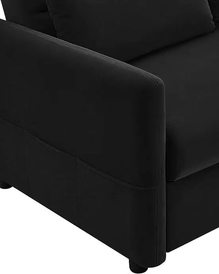 57.1" Convertible Sofa Bed, 3 in 1 Multi-Functional Lounge Chair Sleeper Loveseat , Pull Out Couch Guest Bed Futon Sofabed Sofacama with Adjustable Backrest and Side Pockets for Living Room Office - LeafyLoom