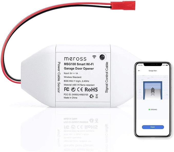 Smart WiFi Garage Door Opener Remote, App Control, Works with Alexa, Google Assistant and SmartThings, No Hub Needed meross