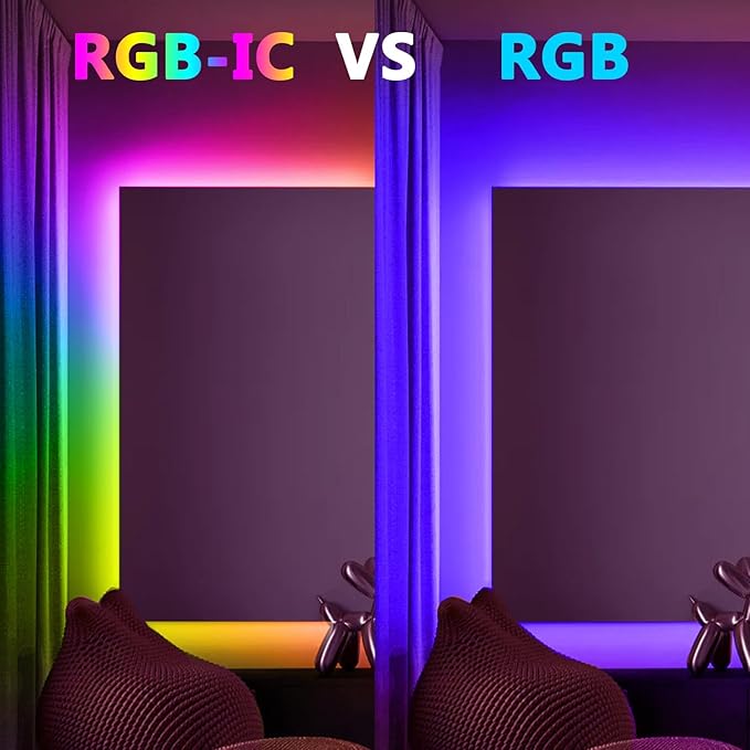 phopollo RGB Smart LED Strip Lights, 32.8ft (2 Rolls of 16.4ft) LED Lights for Bedroom, APP Control, Multiple Colors on One Line, Color Changing Strip Lighting Music Sync, USB Powered Phopollo