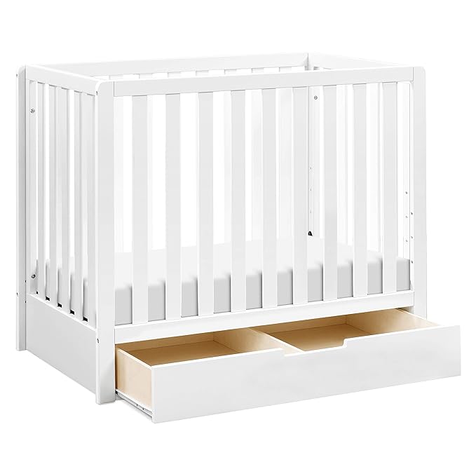 Carter's by DaVinci Colby 4-in-1 Convertible Mini Crib with Trundle Drawer in White, Greenguard Gold Certified, Undercrib Storage - LeafyLoom