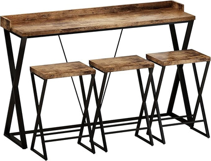 NicBex Kitchen Table Set Dining Room Set Modern Design Kitchen Dining Table, Pub Table with X-Shaped Table Legs, Long Dining Table Set with 3 Stools, Easy Assemble, Natural - LeafyLoom
