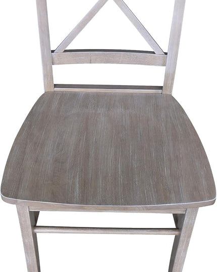 International Concepts Set of Two X-Back Solid Wood Seats Dining Chairs, Washed Gray Taupe - LeafyLoom