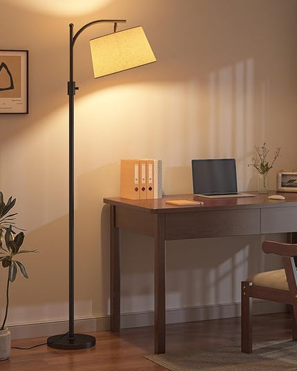 Floor Lamp for Living Room,Classic Standing Lamp with Textured Linen Shade,Tall Floor Lamp for Living Room,Bedroom,Office,Reading,9W LED Bulb Included - LeafyLoom