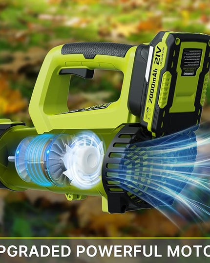 Leaf Blower, 21V Electric Cordless Leaf Blower, 2 X 2.0Ah Batteries and Charger Included, Lightweight Leaf Blower for Patio Cleaning, Lawn Care, Blowing Leaves and Dust, etc. - LeafyLoom