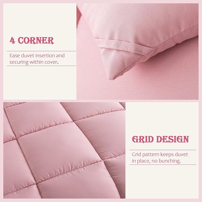 WhatsBedding Pink Comforter Set, Twin Lightweight Comforter Duvet Set for Summer,3 Pieces - LeafyLoom