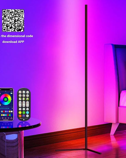 Bodun RGB Corner Floor Lamp 56 inches Smart LED Mood Lighting Bar Ambient Light Tower with Music Sync Floor Lamps for Living Room Remote Control Color Changing - LeafyLoom