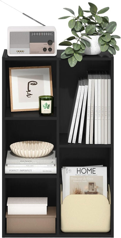 Furinno Luder 5-Cube Reversible Open Shelf, Blackwood - LeafyLoom