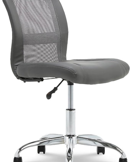 Serta Essential Armless Desk Chair Small TaskChair with Wheels, Breathable Mesh Back, SertaQuality Foam Cushion Seat for Comfort, Functional, Lightweight and Versatile, Task, Gray - LeafyLoom