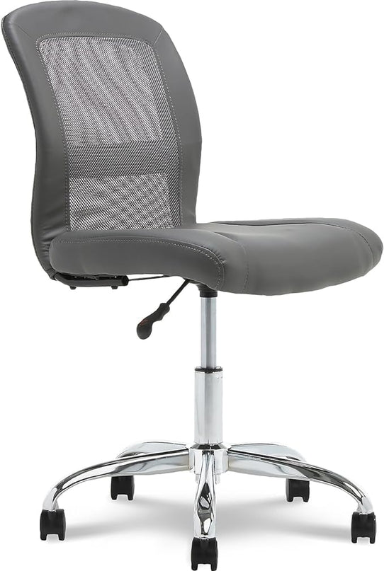 Serta Essential Armless Desk Chair Small TaskChair with Wheels, Breathable Mesh Back, SertaQuality Foam Cushion Seat for Comfort, Functional, Lightweight and Versatile, Task, Gray - LeafyLoom
