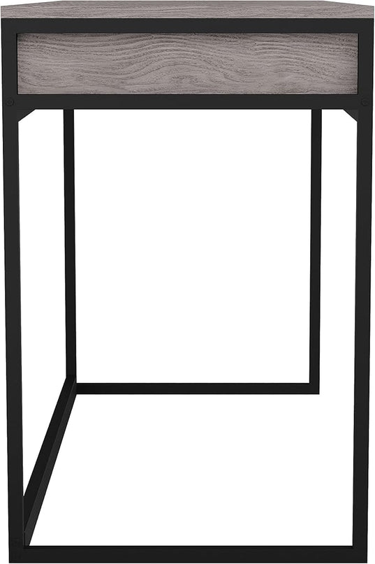 Martha Stewart Ollie Home Office Desk with 3 Drawers in Gray Wood Grain with Oil Rubbed Bronze Hardware - LeafyLoom