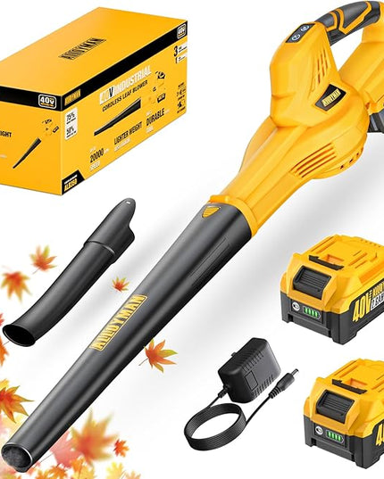 Alloyman 40V Max Cordless Leaf Blower, 150MPH/130CFM Electric Leaf Blowers, with 2 * 2.6AH Batteries & Fast Charger, 3 Speed Mode Lightweight Powered Leaf Blowers for Lawn Care/Snow Blowing - LeafyLoom
