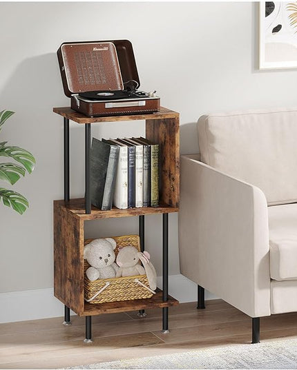 3 Tier Modern Bookshelf, S-Shaped Bookcase,Small Book Shelf for Small Spaces, Unique Bookshelf for Storage Organizer Living Room Bedroom Home Office - LeafyLoom