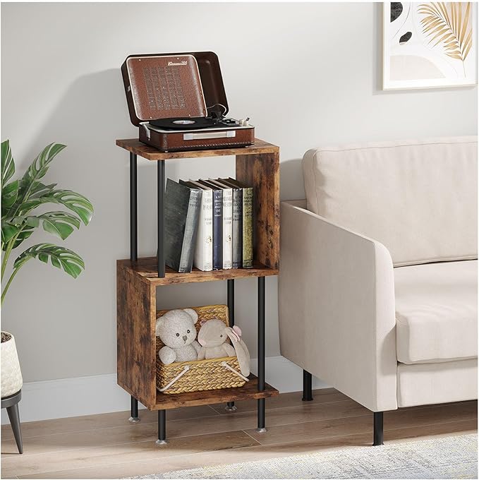 3 Tier Modern Bookshelf, S-Shaped Bookcase,Small Book Shelf for Small Spaces, Unique Bookshelf for Storage Organizer Living Room Bedroom Home Office - LeafyLoom