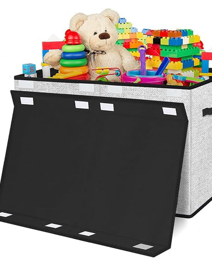 homyfort Large Toy Box Storage Chest for Girls Kids,Collapsible Toy Bin Organizer Basket with Lids for Blanket,Toys,Toddler,Nursery,Playroom (White) - LeafyLoom