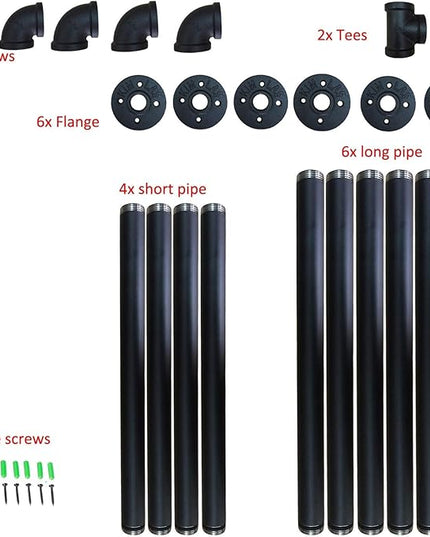 Yuanshikj 2Pc (28" Tall,12" deep,3/4") Industrial Wall Mount Iron Pipe Shelf Shelves Shelving Bracket Black DIY Bookshelf Storage Office Room Kitchen (2 Pcs 3Tier Hardware Only) - LeafyLoom