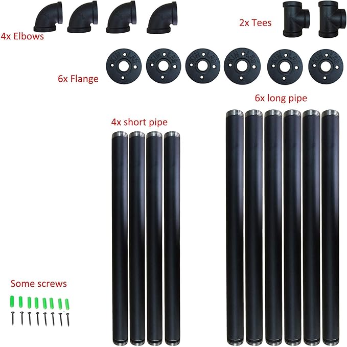 Yuanshikj 2Pc (28" Tall,12" deep,3/4") Industrial Wall Mount Iron Pipe Shelf Shelves Shelving Bracket Black DIY Bookshelf Storage Office Room Kitchen (2 Pcs 3Tier Hardware Only) - LeafyLoom