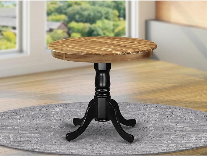 East West Furniture Antique Mid-Century Modern Round Dining Table Top with Pedestal Base, 36x36 Inch, AMT-NBK-TP - LeafyLoom