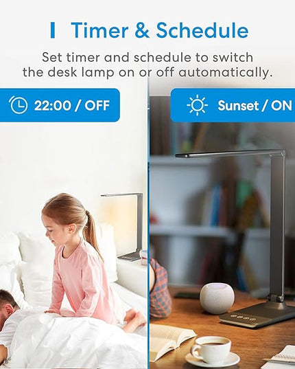 meross Smart LED Desk Light, Metal LED Desk Lamp Works with HomeKit, Alexa and Google Home, WiFi Eye-Caring Smart LED Desk Lamp for Home Office with Tunable White, Remote Control, Schedule and Timer - LeafyLoom