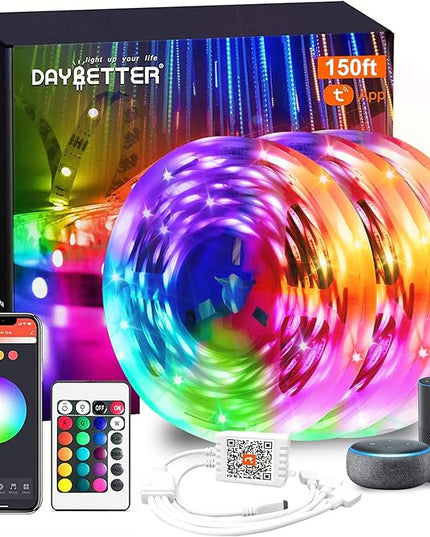 DAYBETTER Smart WiFi Led Lights for Bedroom 150 ft, Tuya App Controlled Led Strip Lights, Compatible with Alexa and Google Assistant, Color Changing Led Light Strip with Remote for Room Party Kitchen DAYBETTER