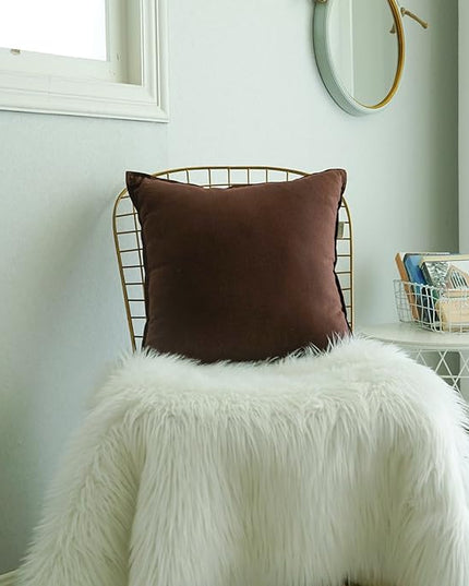 Jeanerlor Set of 2 Decorative Cotton Linen Chair Throw Pillow Case, Sofa Durable Classy, Comfortable Cushion Cover for Living Room Car 26"x26"(65 x 65cm), Brown - LeafyLoom