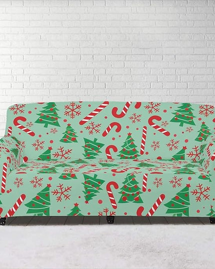 FKELYI Green Christmas Tree Sofa Slipcover Comfortable Sofa Couch Cover with Elastic Bottom Stretch Furniture Protector for Indoor L FKELYI