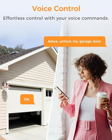 Smart Wi-Fi Garage Door Opener, Compatible with Apple HomeKit, Siri, Alexa & Google Assistant, Carplay, App Remote Control, Only Support 2.4GHz Networks Refoss