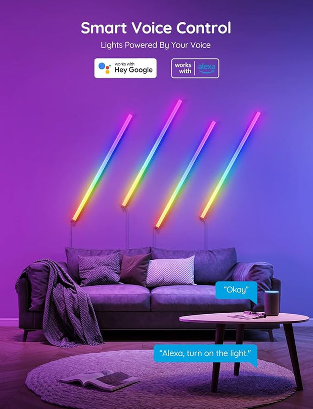Govee Glide Wall Lights, RGBIC LED Lights, Smart Gaming Lights Works with Alexa and Google Assistant, RGB Light Bar, LED Wall Lights for Bedroom, 2 Panels Set (3 Sections/Panel) Govee