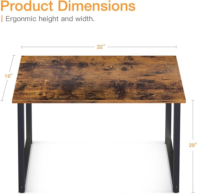 Coleshome 32 Inch Computer Desk, Modern Simple Style Desk for Home Office, Study Student Writing Desk, Vintage - LeafyLoom