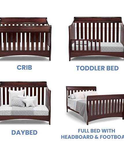 Delta Children Bentley S Series 4-in-1 Convertible Baby Crib, Black Cherry Espresso - LeafyLoom
