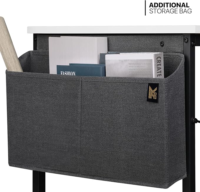 MoNiBloom Computer Desk 47 Inches with A Storage Bag, Student Laptop Writing Desks for Samll Space Home Office, White - LeafyLoom