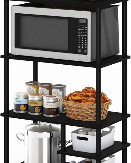 Furinno Turn-N-Tube 4-Tier Toolless Kitchen Storage Shelf Cart, Americano/Black - LeafyLoom