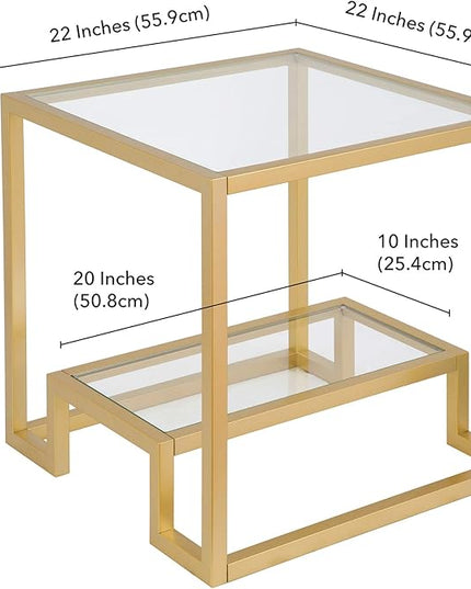 Henn&Hart Athena Side Table, 22" Wide, Gold - LeafyLoom