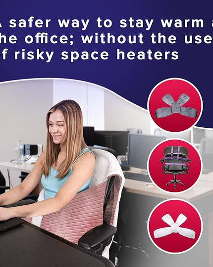 The Original Office Chair Blanket by SnuggleBack; Cozy Comfy Office Desk Chair Wrap Attaches for Convenient Heat and Hands-Free. Stay Warm In The Winter or Summer. Sherpa Fur Lining - LeafyLoom