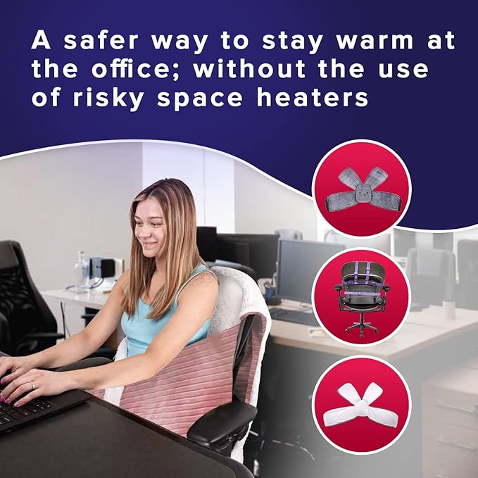 The Original Office Chair Blanket by SnuggleBack; Cozy Comfy Office Desk Chair Wrap Attaches for Convenient Heat and Hands-Free. Stay Warm In The Winter or Summer. Sherpa Fur Lining - LeafyLoom