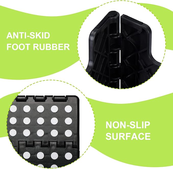 Delxo Folding Step Stool for Kids and Adults,15-Inch Extra Wide 9 Inch Height Heavy Duty Stepping Stool More Safe and Comfortable Non Slip Foldable Step Stool Black - LeafyLoom