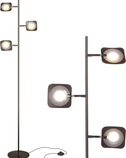 Brightech Tree Floor Lamp for Living Rooms & Offices, Dimmable Standing Lamp for Bedroom Reading, LED Spotlight Floor Lamp, Tall Lamp with Adjustable Panels for Minimal Space Use - Bronze - LeafyLoom