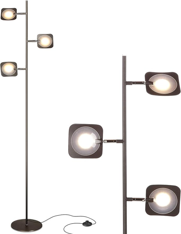 Brightech Tree Floor Lamp for Living Rooms & Offices, Dimmable Standing Lamp for Bedroom Reading, LED Spotlight Floor Lamp, Tall Lamp with Adjustable Panels for Minimal Space Use - Bronze - LeafyLoom