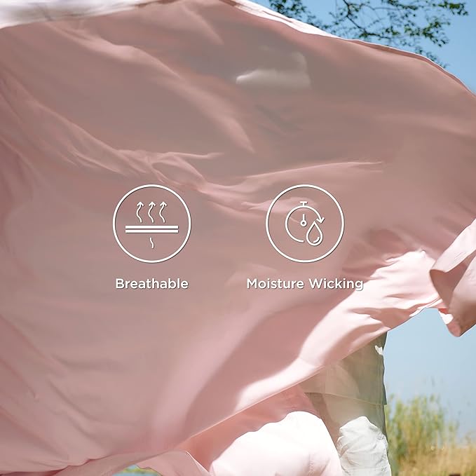 Bedsure California King Sheet Sets, Cooling Sheets, Rayon Derived from Bamboo, Deep Pocket Up to 16", Breathable & Soft Bed Sheets, Hotel Luxury Silky Bedding Sheets & Pillowcases, Pink - LeafyLoom