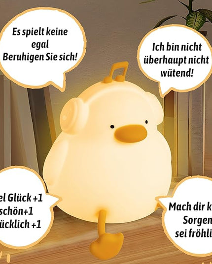 FULLOSUN Duck Night Light, Duck Lamp Kawaii Funny Kids Night Light, Birthday Gifts for Women Teenage Girls Boy Toddler - Portable Squishy Battery Operated - LeafyLoom