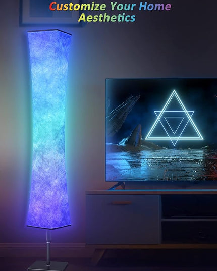Torchlet RGB Led Smart Lamp Alexa APP Control, Color Changing Modern Floor Standing Lamp with DIY Mode, Music Sync and White Fabric Shade for Living Room Bedroom Game Room - LeafyLoom