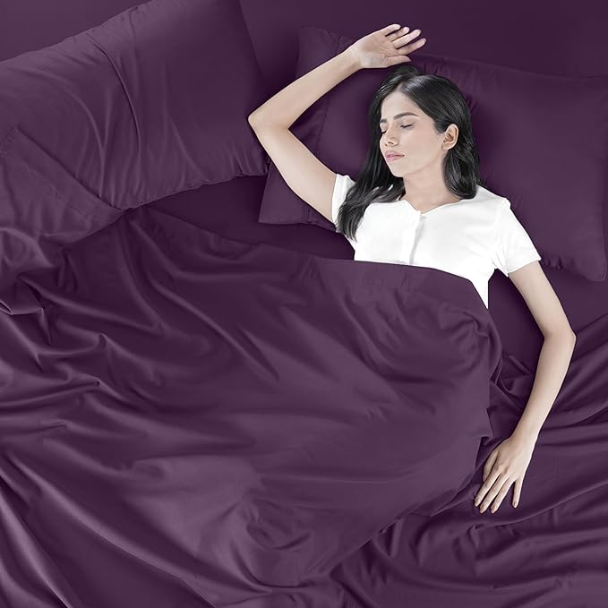 Utopia Bedding King Bed Sheets Set - 4 Piece Bedding - Brushed Microfiber - Shrinkage and Fade Resistant - Easy Care (King, Purple) - LeafyLoom