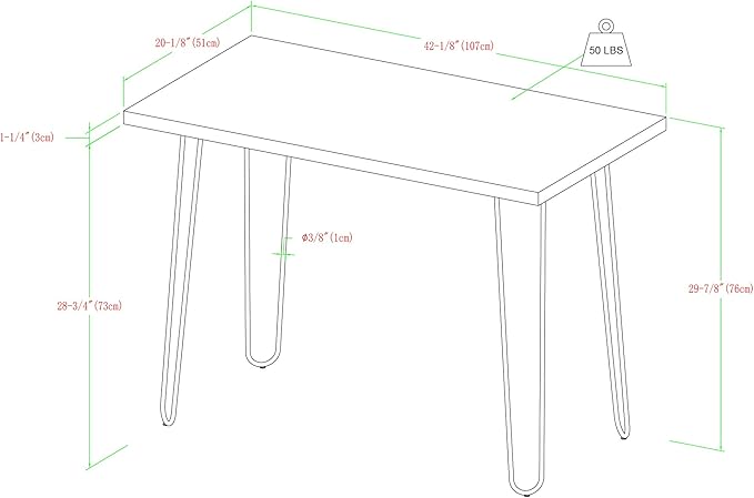Walker Edison Mid Century Modern Hairpin Wood Laptop Computer Writing Desk Home Office Workstation Small, 42 Inch, White - LeafyLoom