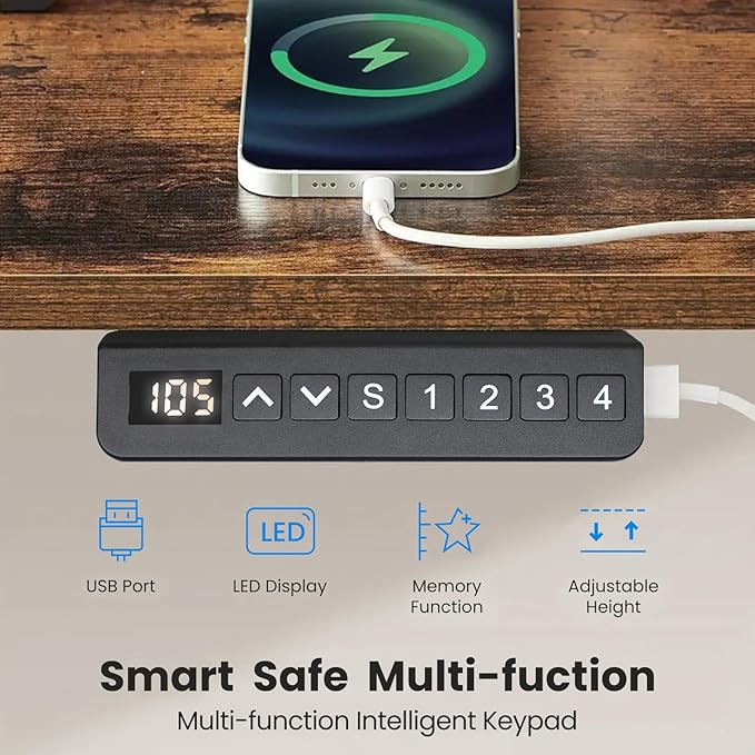 Dual Motor Electric Desk Frame- Standing Desk Legs, Ergonomic Height Adjustable Desk Frame, Sit Stand Desk Frame, Heavy Duty 330 lb Load Capacity (White Frame Only) - LeafyLoom