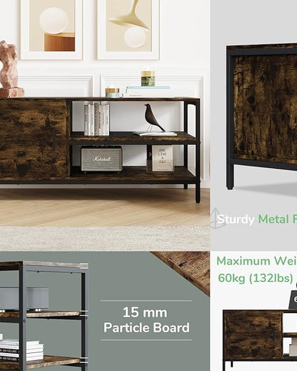 Novilla Retro Farmhouse TV Stand for TVs up to 50 Inches, Living Room Entertainment Center for Flat/Curved Screen, 43 Inches, Brown - LeafyLoom