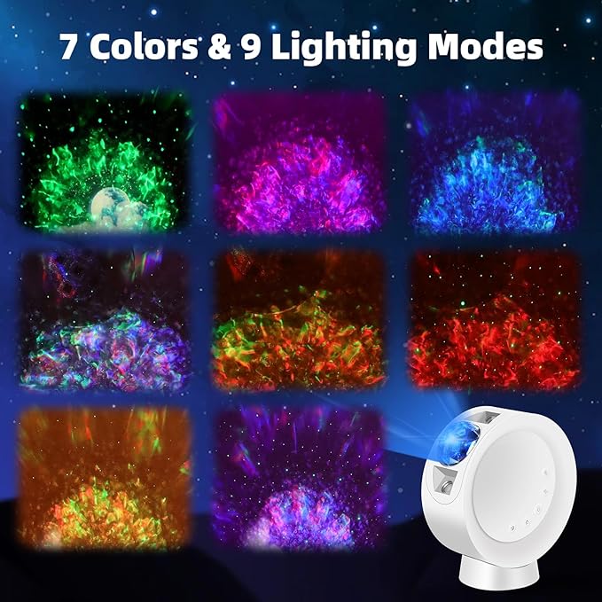 Star Projector Light, LED Night Light Colorful Starry Lamp with 9 Lighting Modes,Remote Control and Angle 300° Adjustment Galaxy Projection for Bedroom,Party,Home and Theater - LeafyLoom