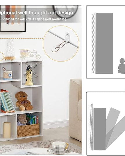 VECELO 5 Cube Modern Bookcases, 3 Tier Bookshelves, 31 Inch High Cubby Storage Organizer, Shelf Hight Up to 12.8 Inches Suit for Most Books, Vertical or Horizontal Use Available,Pearl White - LeafyLoom